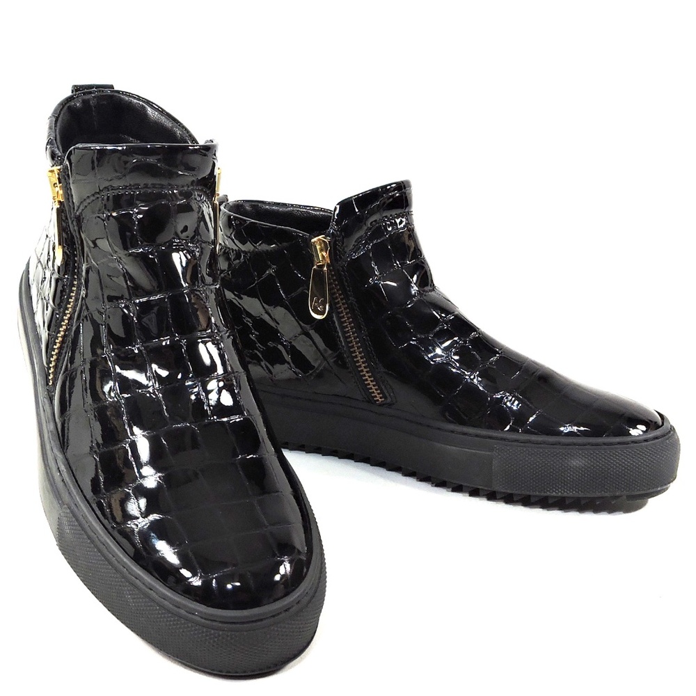 ALBERTO CICCIOLI 🇮🇹 WOMEN'S BLACK PATENT LEATHER COMFORT WINTER BOOTIE